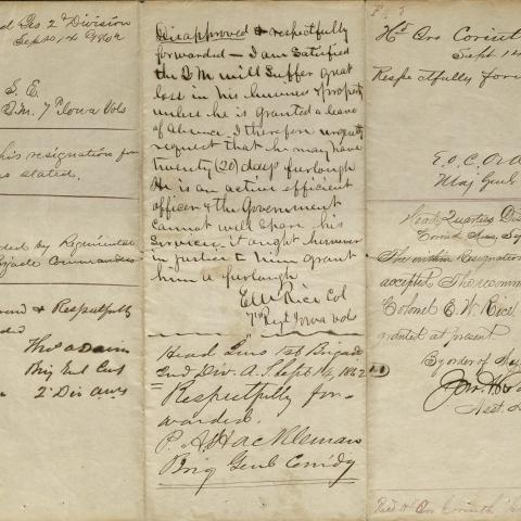 Official correspondence by Union Generals regarding the resignation of Stiles E. Forsha
