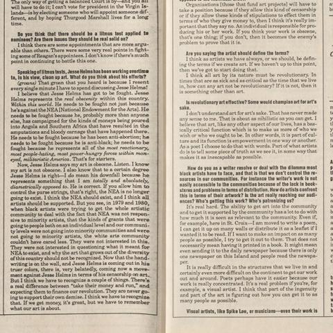 Partial interview, photo, and quote from Audre Lorde in BLK magazine, HM1 .B54