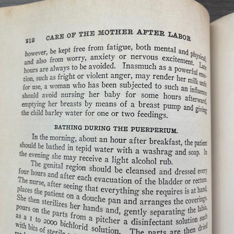Text on breast milk from Woman in Girlhood, Wifehood, Motherhood. RG121 .S67