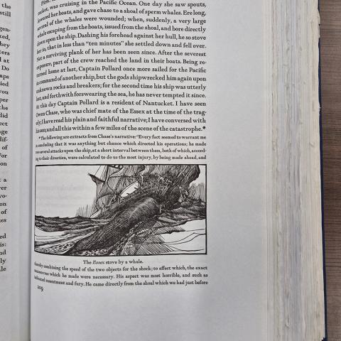 A sperm whale destroying a ship, from Herman Melville’s Moby Dick,  PS2384 .M6 1979