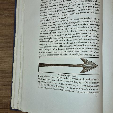 Two-flued harpoon head from Herman Melville’s Moby Dick,  PS2384 .M6 1979 