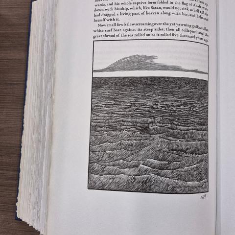 Waves on the ocean, after the destruction of The Pequod from Herman Melville’s Moby Dick,  PS2384 .M6 1979