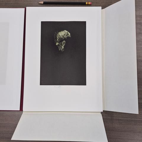 The creature’s face, from Mary Shelley’s Frankenstein, PR5397 .F7 1984c