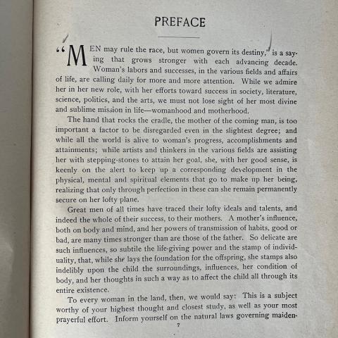 Preface of Perfect Womanhood for Maidens, Wives, Mothers. RG121 .M5 1903