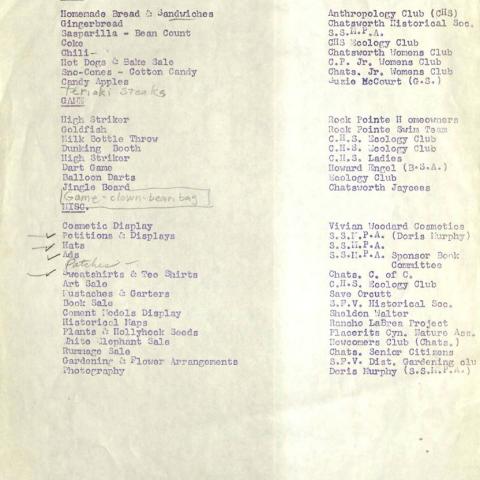 Vendor booths list for the Country Fair