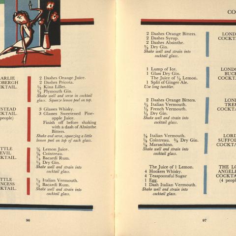Cocktail recipes, including the Los Angeles Cocktail, Savoy Cocktail Book