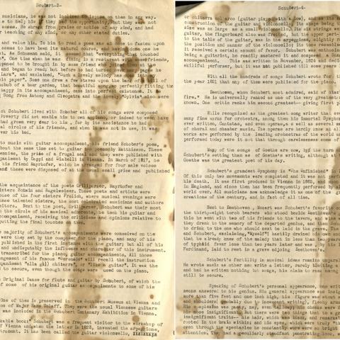 Olcott-Bickford's lecture, "Franz Schubert, World's Greatest Song Writer and his Connection with the Guitar"  (pgs. 3-4)