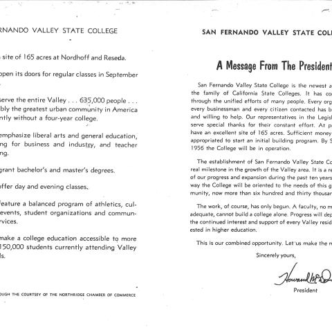 San Fernando Valley State College fact sheet 