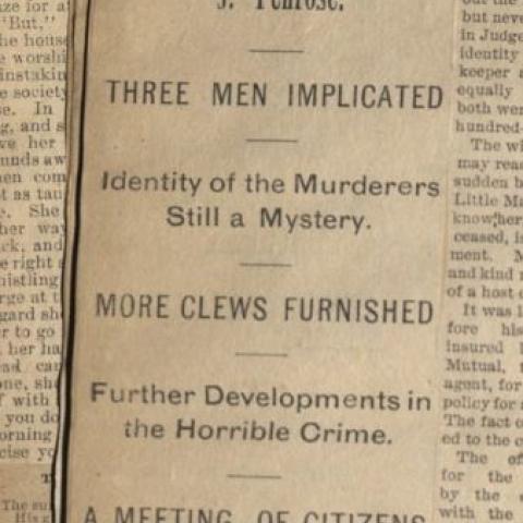 Article regarding a murder. Sam Hayes Scrapbook
