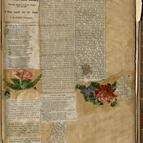 Clippings on a page. Sam Hayes Scrapbook
