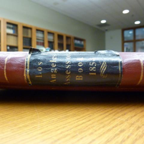 Spine of the Los Angeles Assessor's Book, 1854