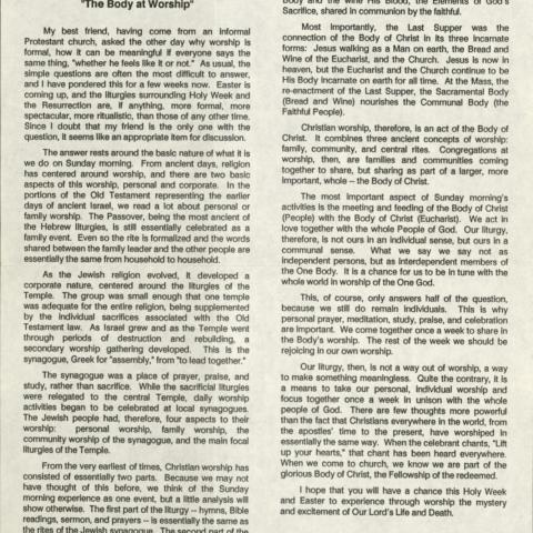 "The Body at Worship," The Tablet, volume 2, number 3