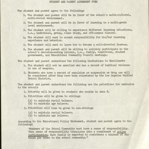Student and Parent Agreement Form
