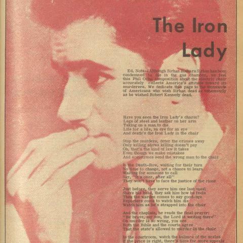 Front cover of the Daily Sundial featuring Sirhan Sirhan, Daily Sundial, April 25, 1969
