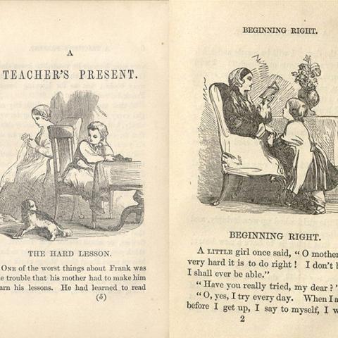 Cover and selected pages, A Teacher's Present, 1857