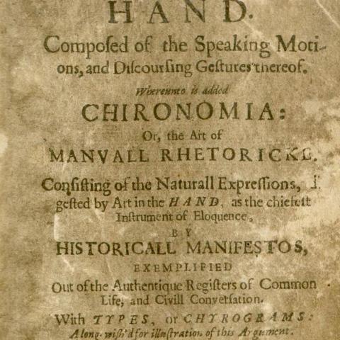 Title page of  Chirologia, or, The naturall language of the hand