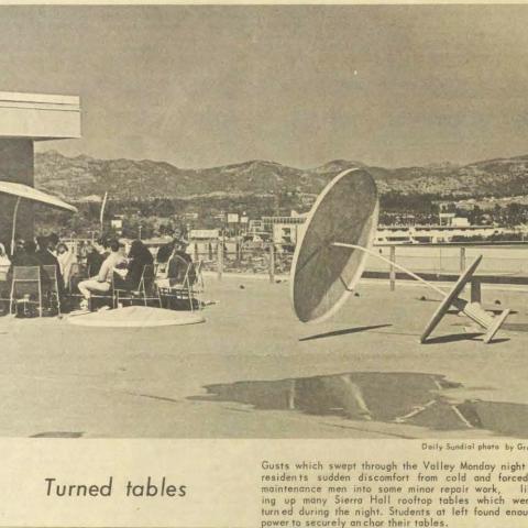 North facing view from the Sierra Rooftop Cafeteria after strong winds, October 16, 1968