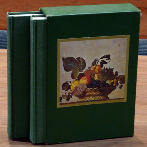Two volume set in slipcase, The Horizon cookbook and illustrated history of eating and drinking through the ages, by William Harlan Hale,1968. TX631 .H3 1968b v.1-2
