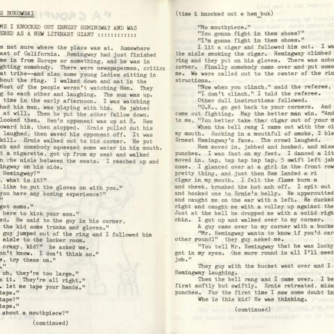 "The Time I Knocked out Ernest Hemingway..." in "Laugh Literary..." volume 1, number 3