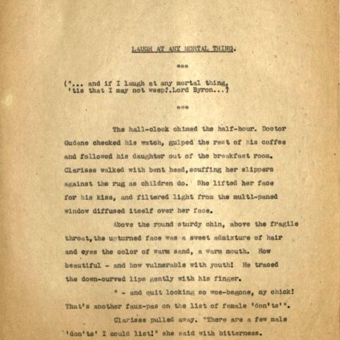 The first page of the story, Laugh at Any Mortal Things