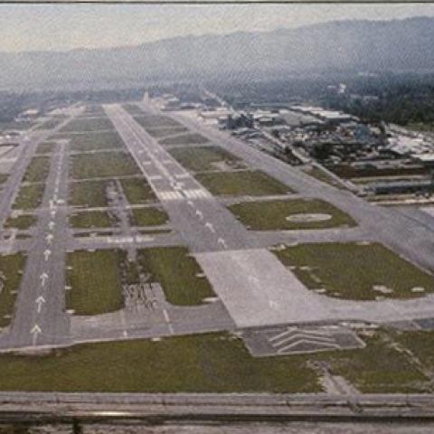 Aerial view looking south of the Van Nuys Airport runway, in Community Guide: Greater Van Nuys Area Chamber of Commerce