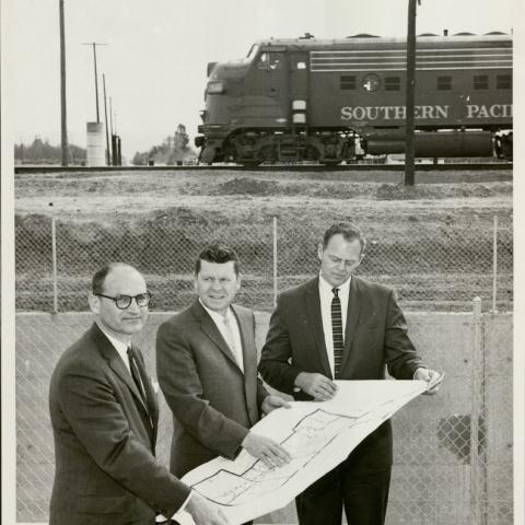 President [Seynfrer] A. Mann, Supervisor Warren [Dorm], and Commissioner Howard Chappell on Corbin & Nordhoff, March 16, 1962