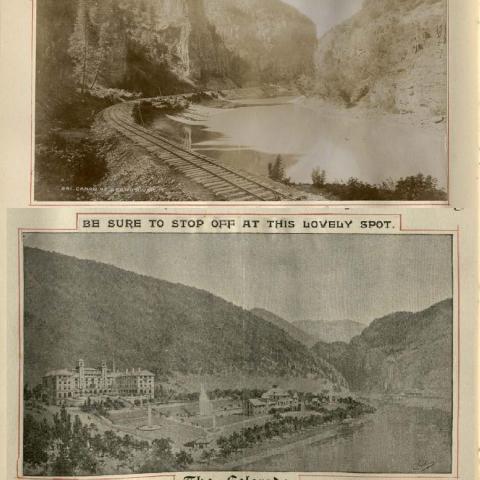 Journal page with two photos, the Canon of Grand River, and the Colorado Hotel