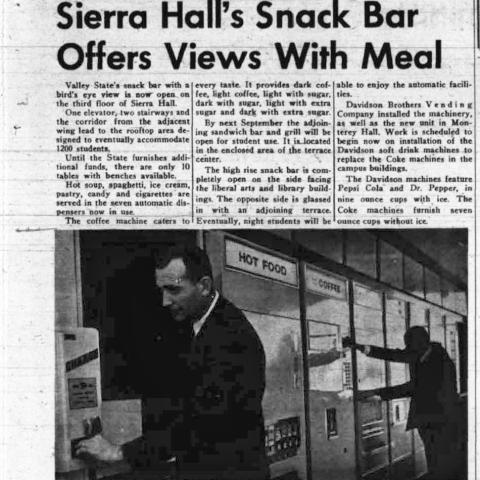 Soft opening of vending machines at the Rooftop, January 7, 1964