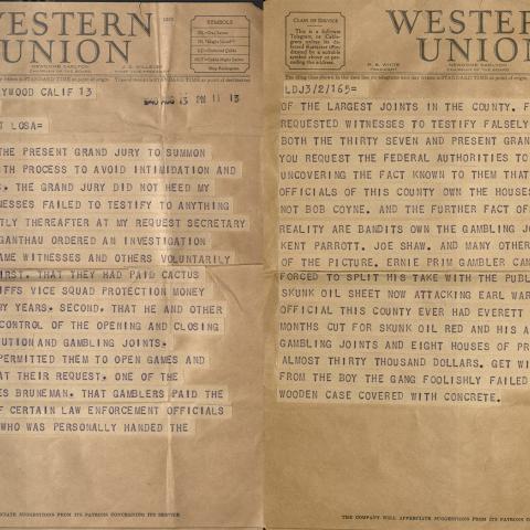 Telegram from Bob Coyne to Reverend Wendell L. Miller, August 13, 1940