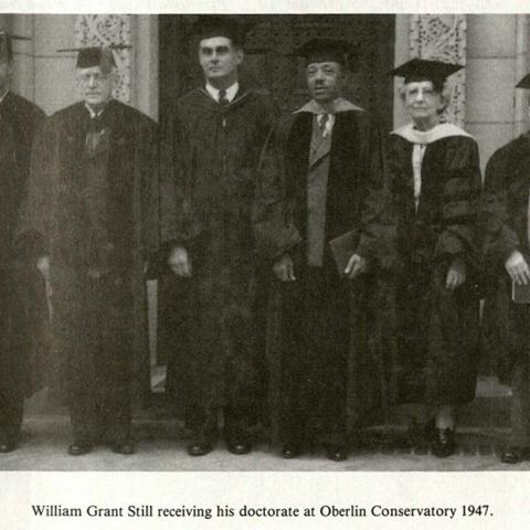 William Grant Still at Oberlin Conservatory, 1947. Central Avenue-Its Rise and Fall: Including the Musical Renaissance of Black Los Angles, Bette Yarbrough Cox, ML 3556 .C75 1996