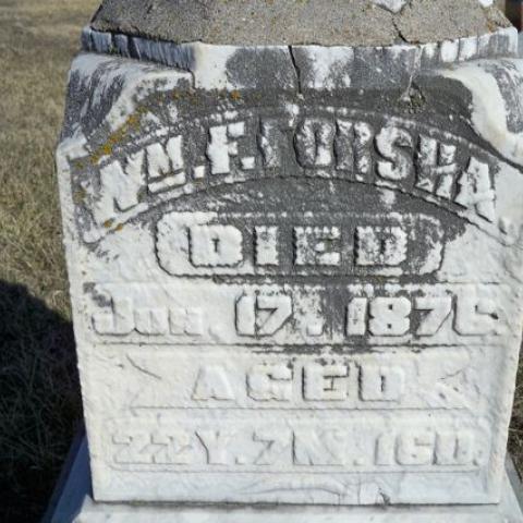 Headstone of William F. Forsha, located at Highland Cemetery, Eddyville, Iowa.