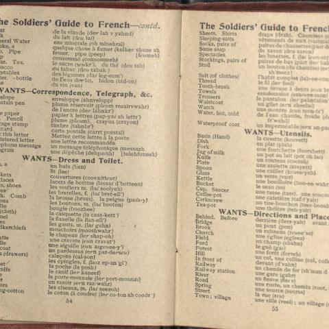 Basic terms and phrases in French to ensure a degree of communication between soldiers