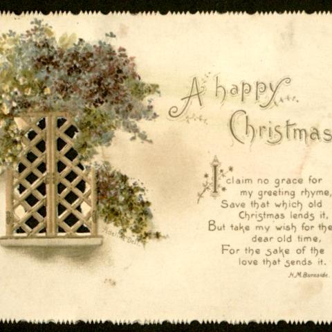 Flat Christmas card with decorative edge