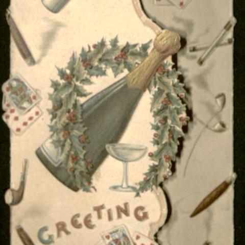 Closed tri-fold Christmas card