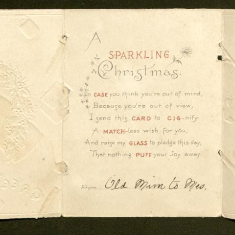 Opened tri-fold Christmas card