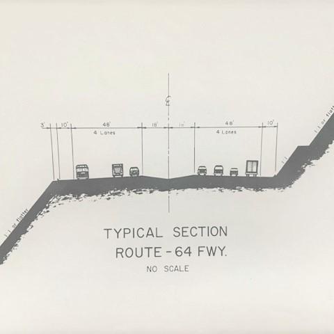 Typical Section for Route 64, illustration demonstrating the width of the future highway