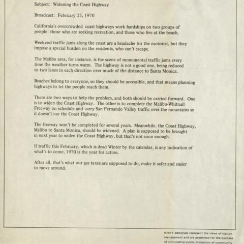 KNXT Editorial, 1970