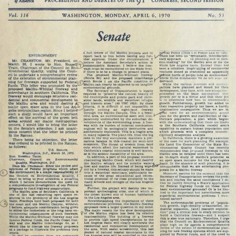 Congressional Senate Record, April 6, 1970