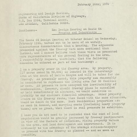 Response to the Engineering and Design Section’s Design Hearing, 1970