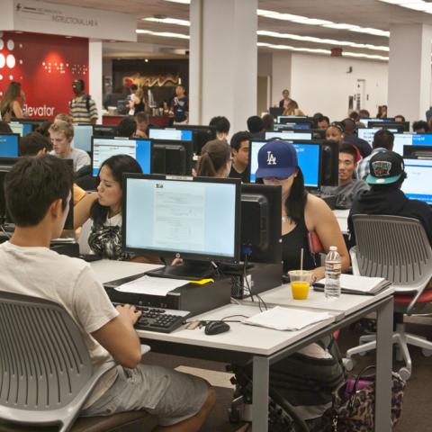 Students taking advantage of our new desktop areas.