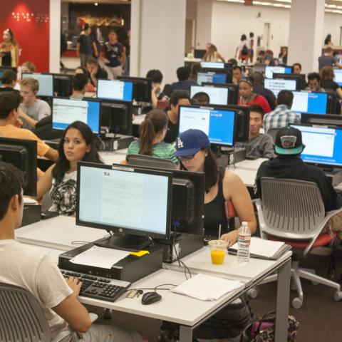 Students taking advantage of our new desktop areas.