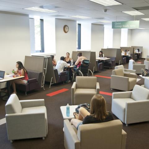 Comfortable and quiet group study and individual study area in our West wing.