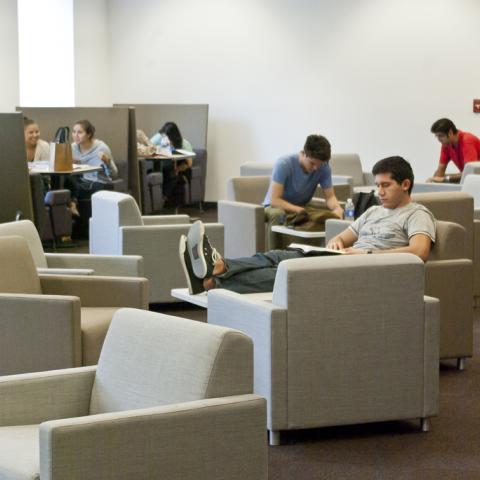 Comfortable and quiet group study and individual study area in our West wing.
