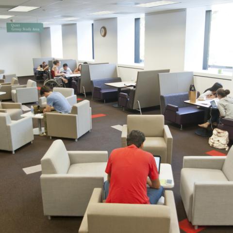 Comfortable and quiet group study and individual study area in our West wing.