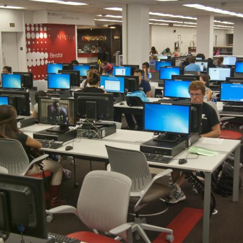 Students using our new computer stations.