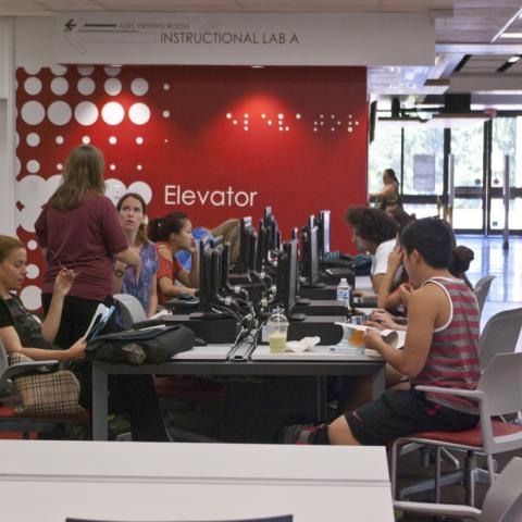 Students using our new computer stations and furniture.
