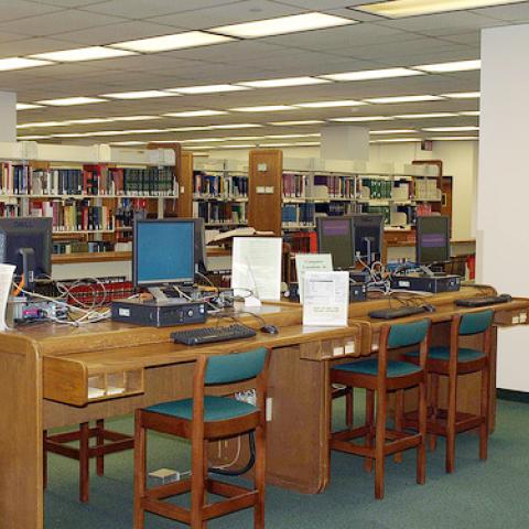 Computer stations before construction.