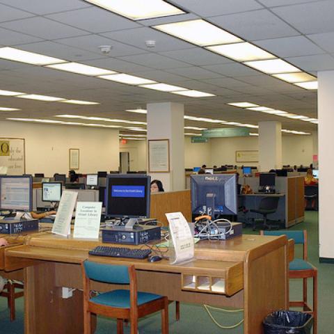 Computer stations before construction.