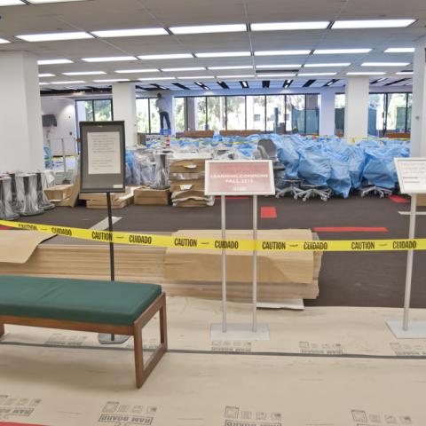 Work being done to the core of the Library's first floor.