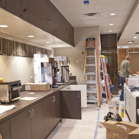 The Freudian Sip Cafe being put together.